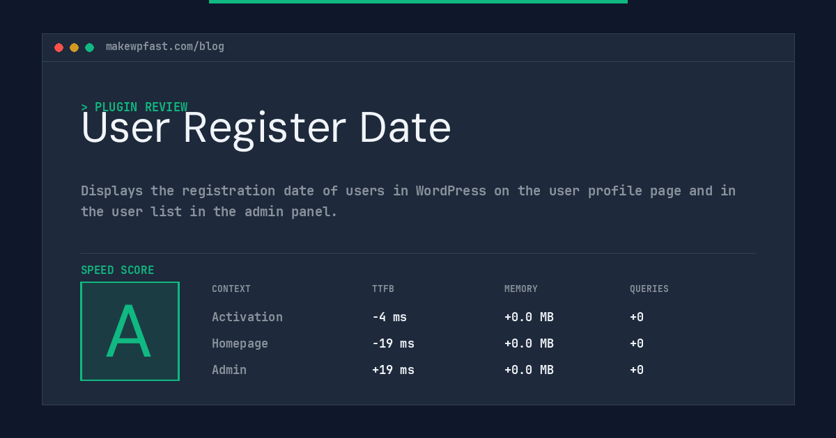 User Register Date - MakeWPFast