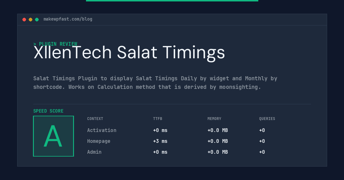 XllenTech Salat Timings - MakeWPFast
