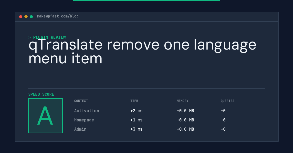 qTranslate remove one language menu item - MakeWPFast