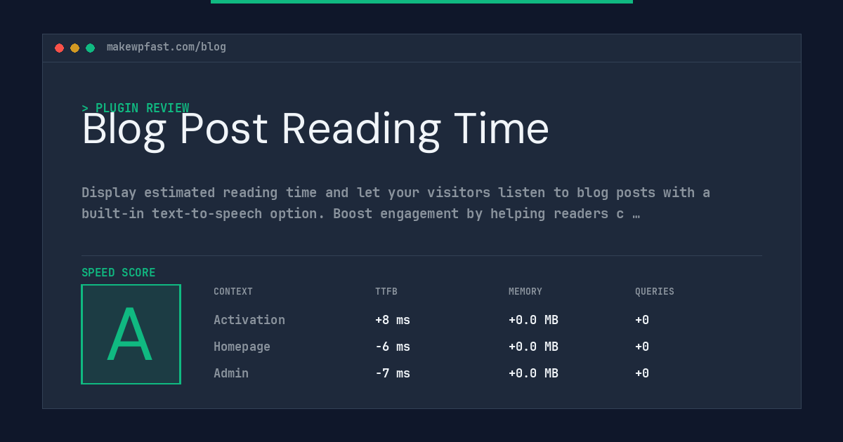 Blog Post Reading Time - MakeWPFast