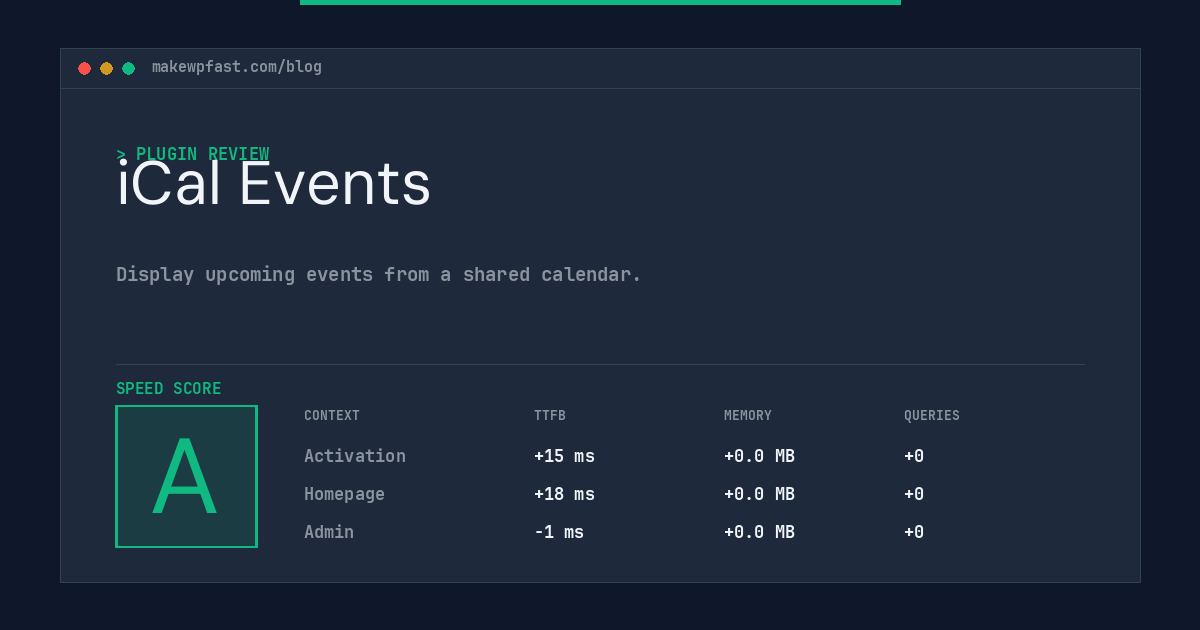 iCal Events - MakeWPFast