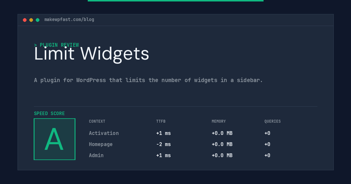 Limit Widgets - MakeWPFast