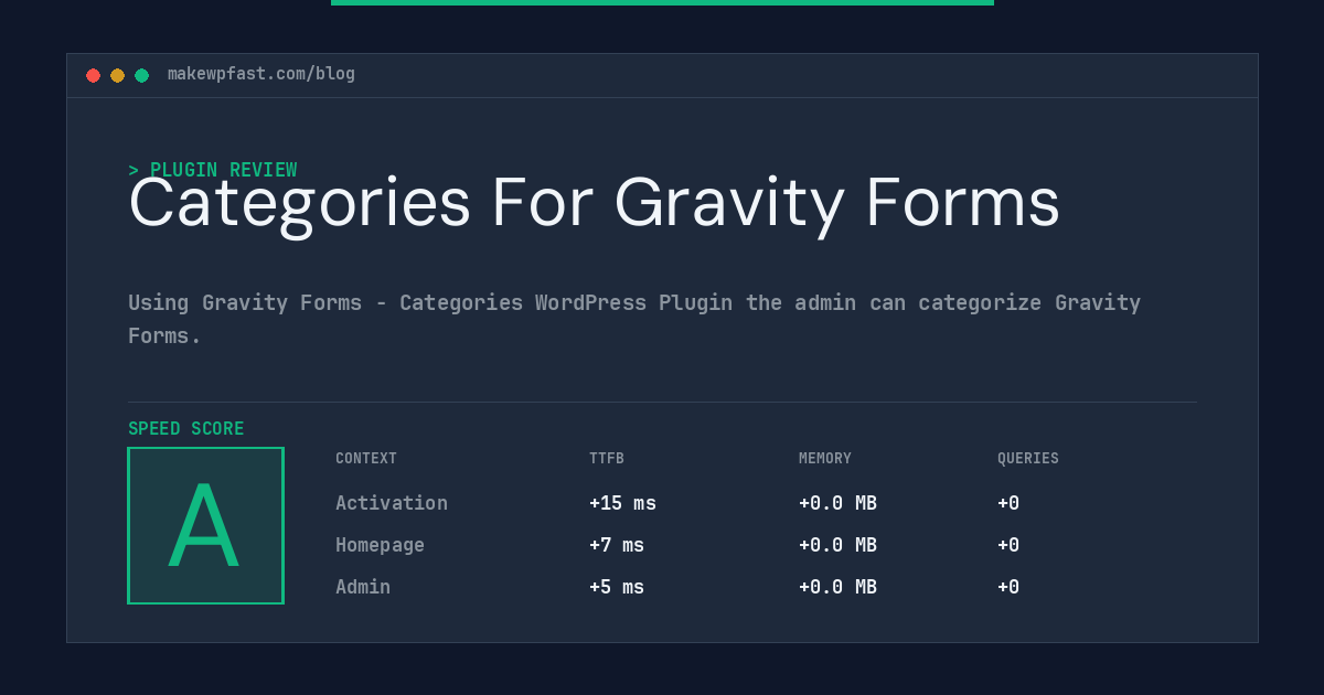 Categories For Gravity Forms - MakeWPFast