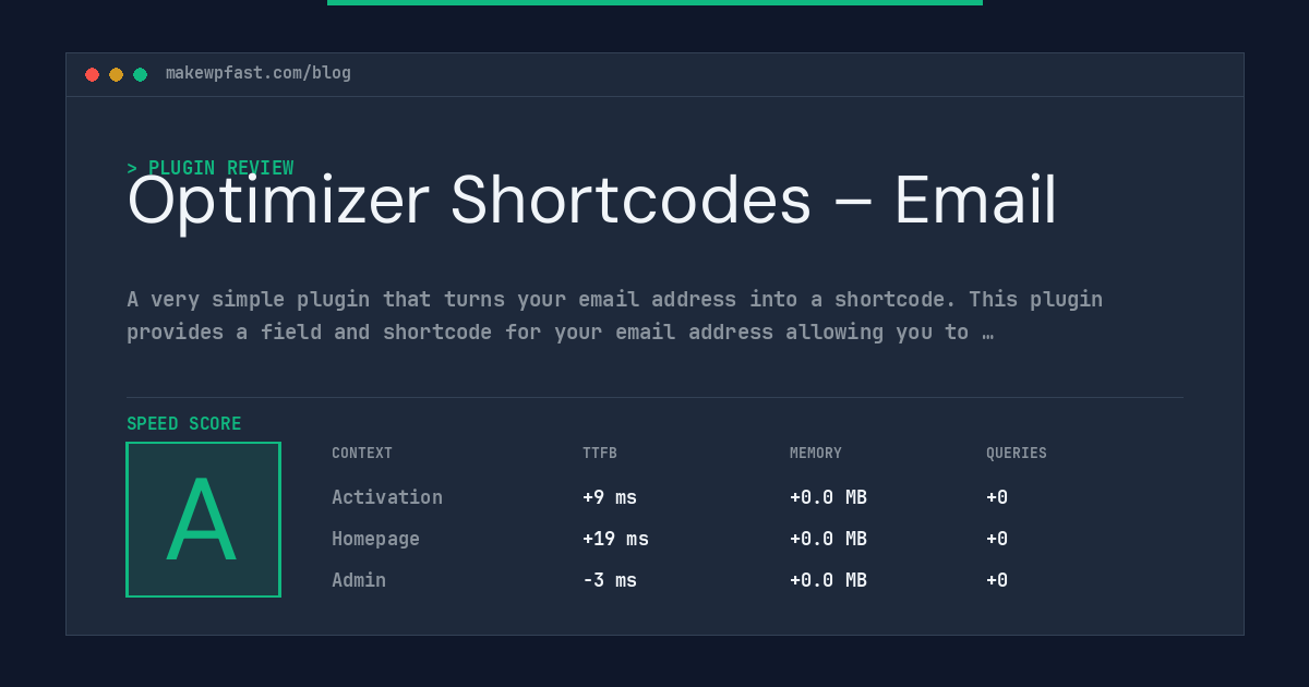 Optimizer Shortcodes – Email - MakeWPFast