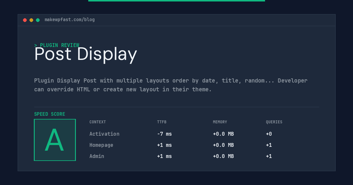 Post Display - MakeWPFast
