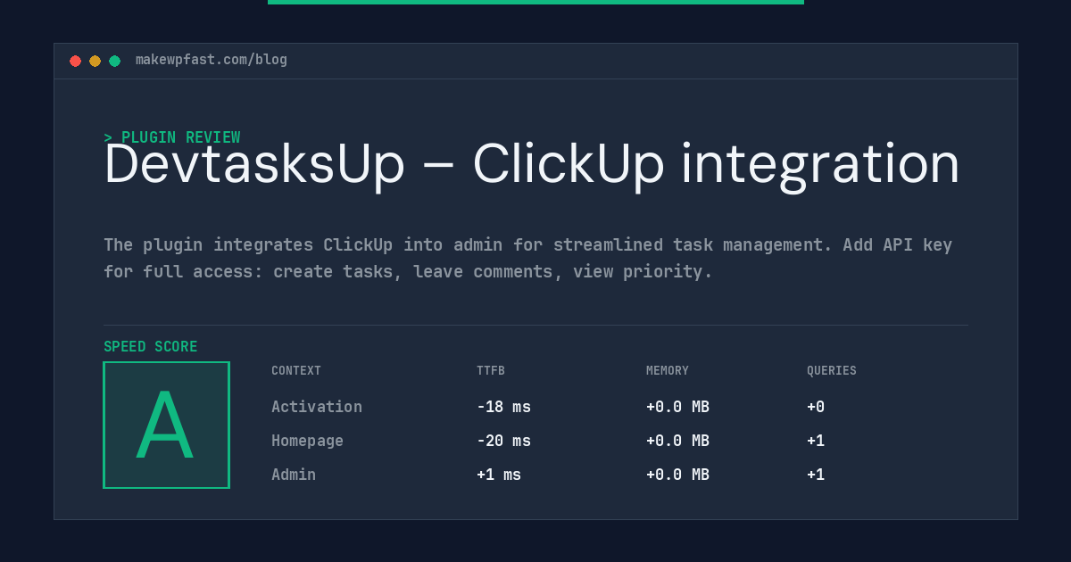 DevtasksUp – ClickUp integration - MakeWPFast