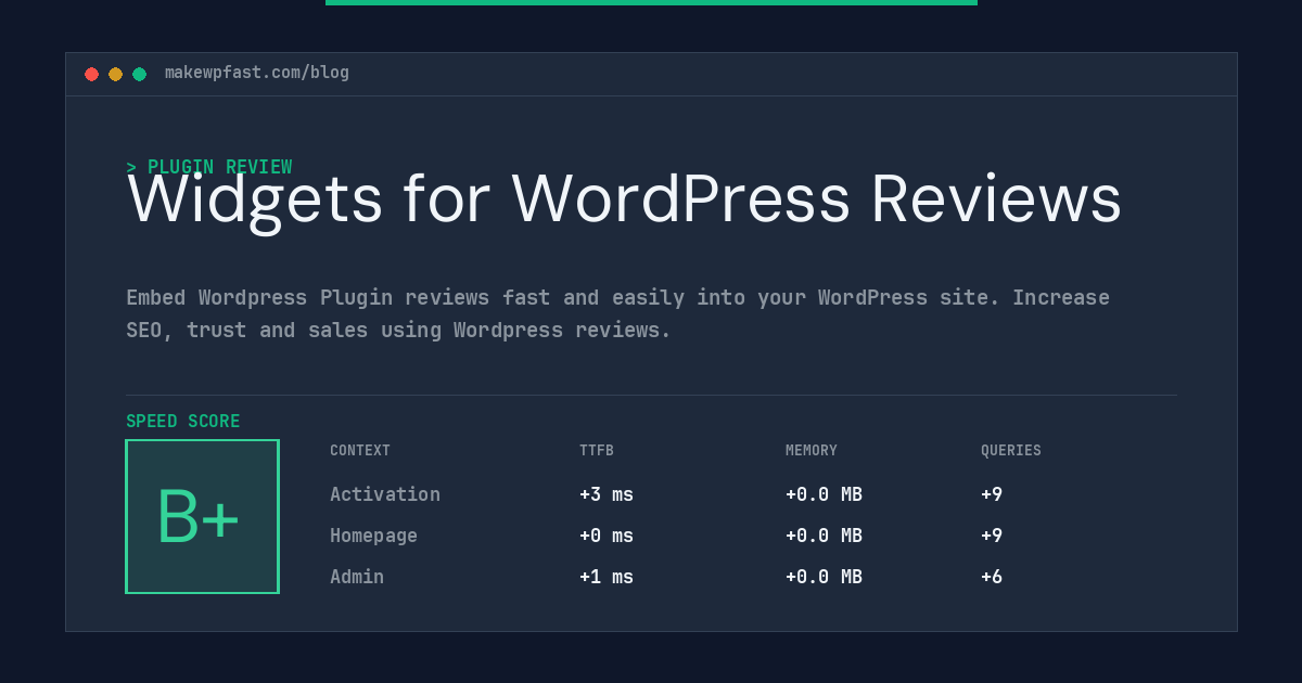 Widgets for WordPress Reviews - MakeWPFast
