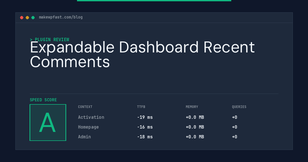 Expandable Dashboard Recent Comments - MakeWPFast