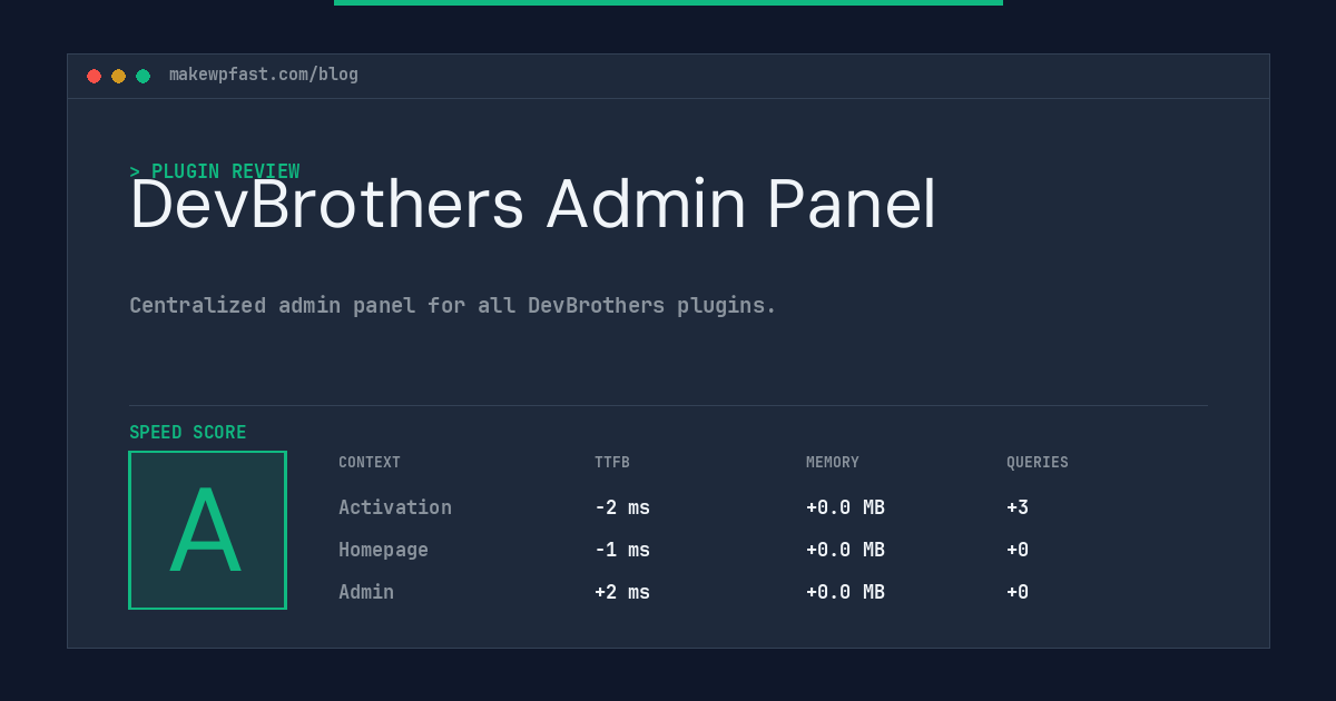 DevBrothers Admin Panel - MakeWPFast