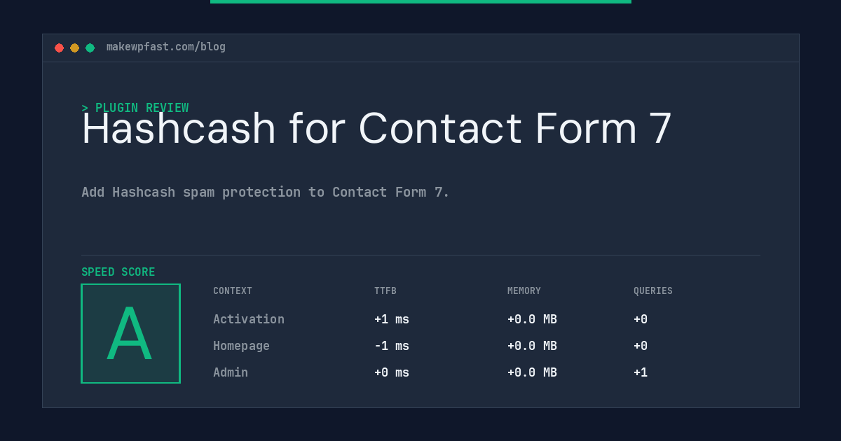 Hashcash for Contact Form 7 - MakeWPFast