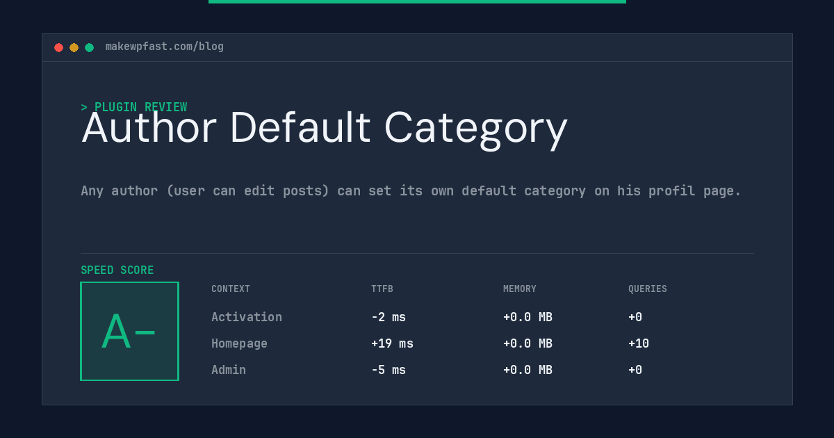 Author Default Category - MakeWPFast
