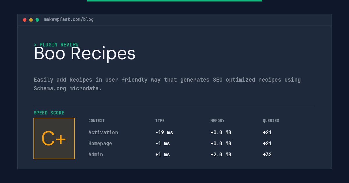 Boo Recipes - MakeWPFast