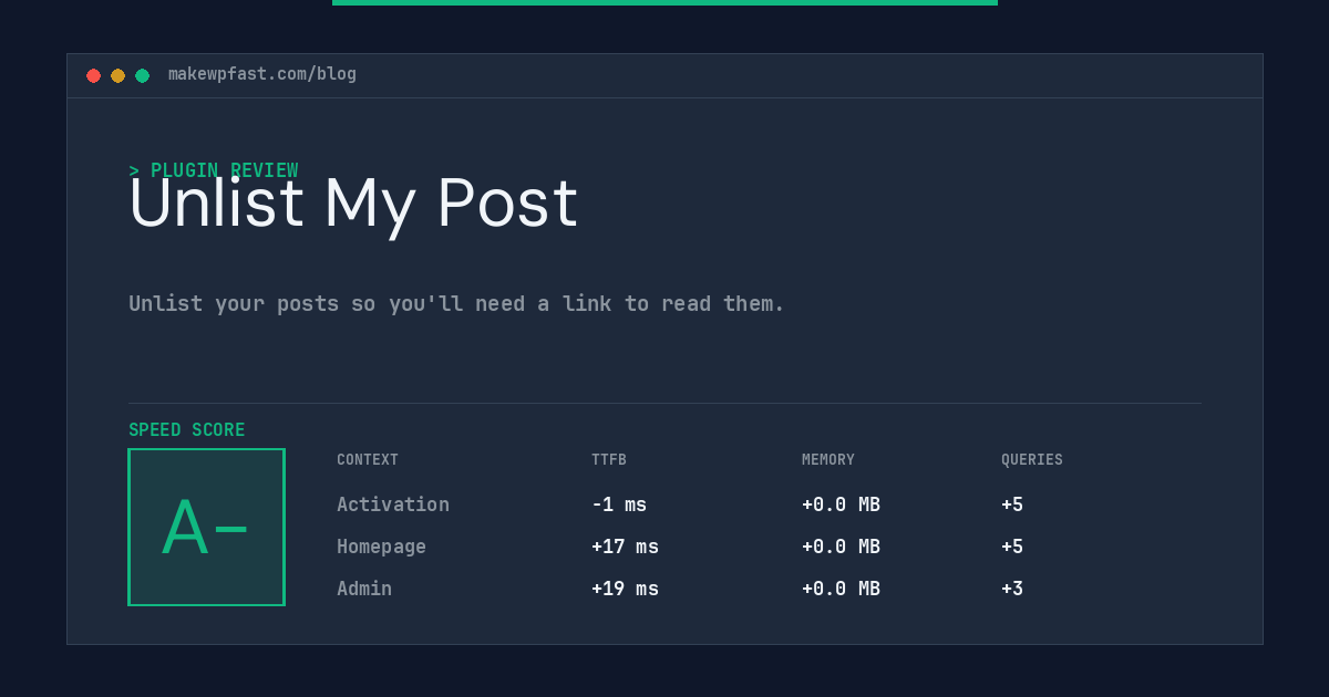 Unlist My Post - MakeWPFast