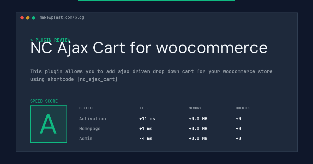 NC Ajax Cart for woocommerce - MakeWPFast