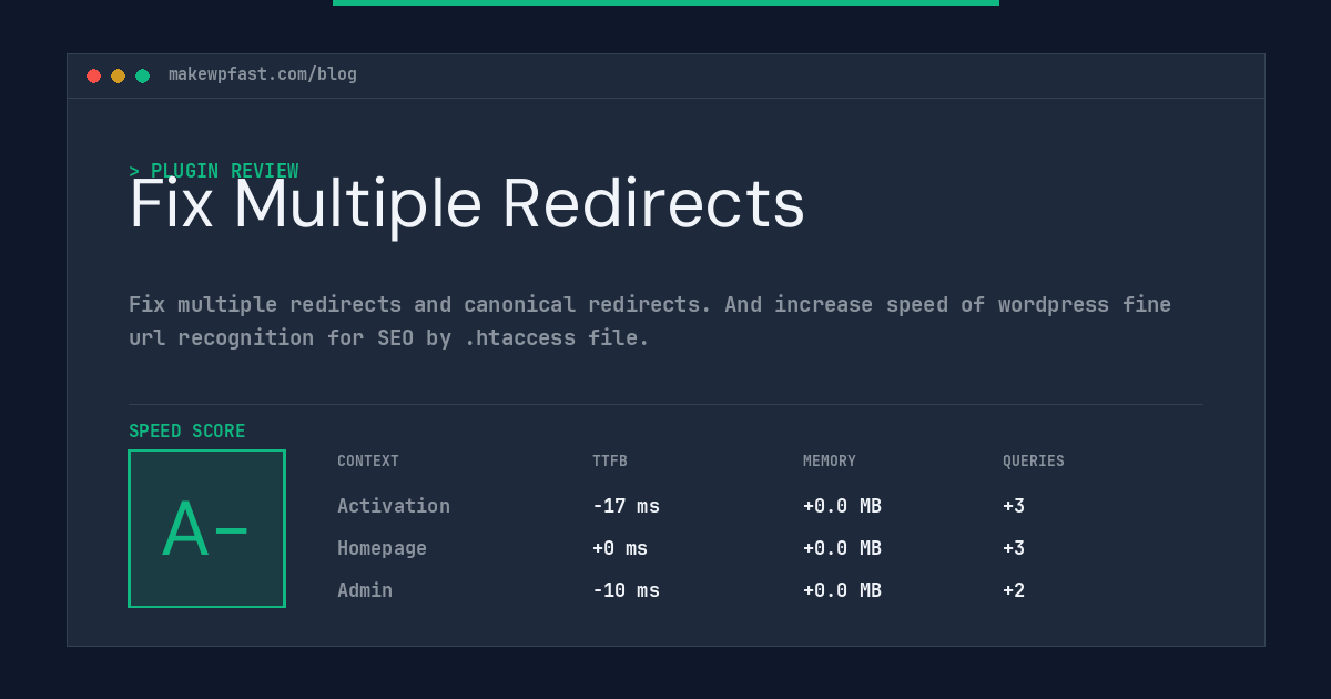 Fix Multiple Redirects - MakeWPFast