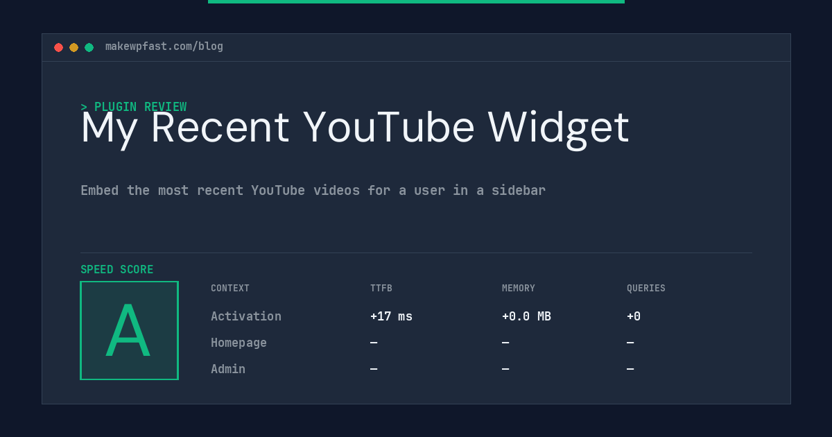 My Recent YouTube Widget - MakeWPFast