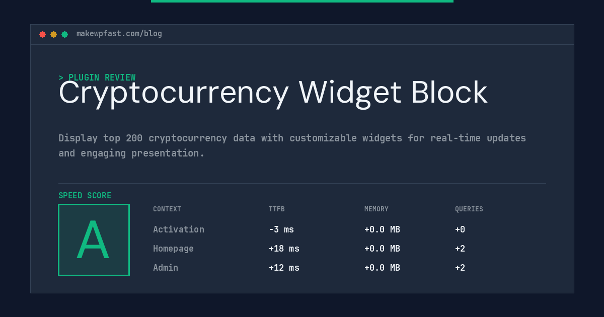 Cryptocurrency Widget Block - MakeWPFast