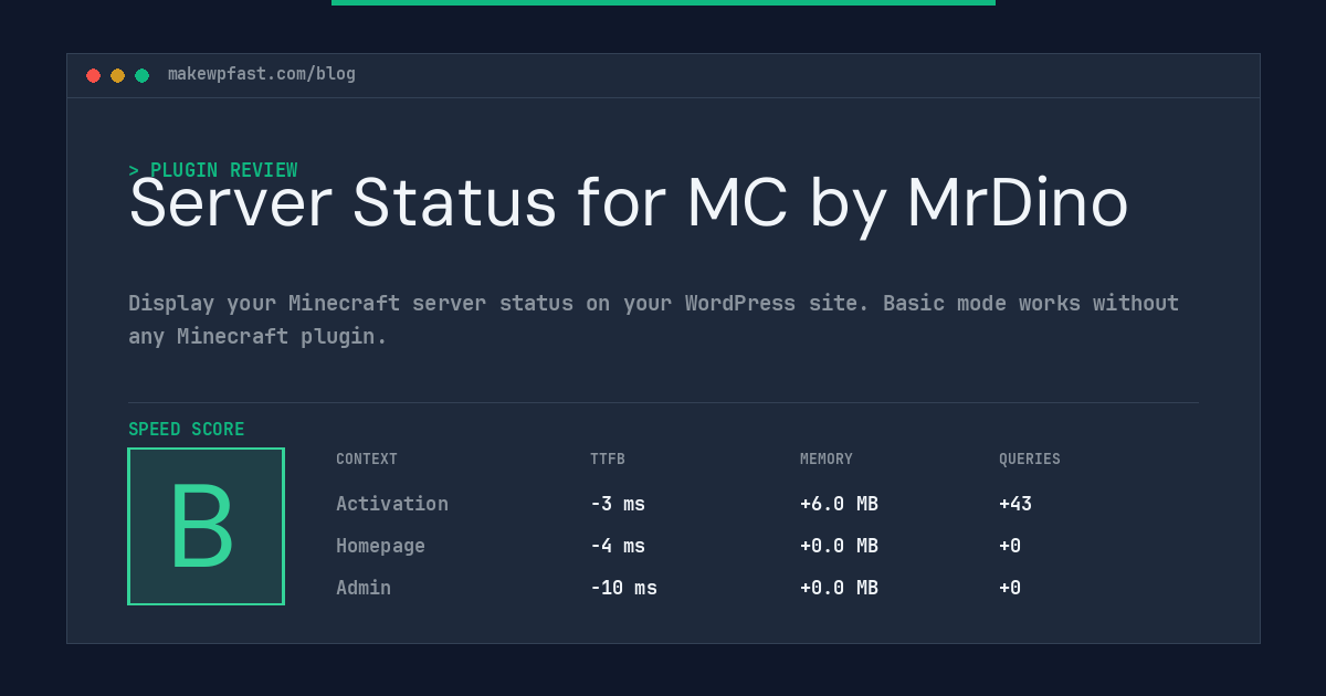 Server Status for MC by MrDino - MakeWPFast