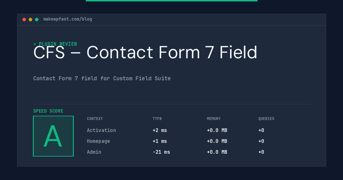 CFS – Contact Form 7 Field - MakeWPFast