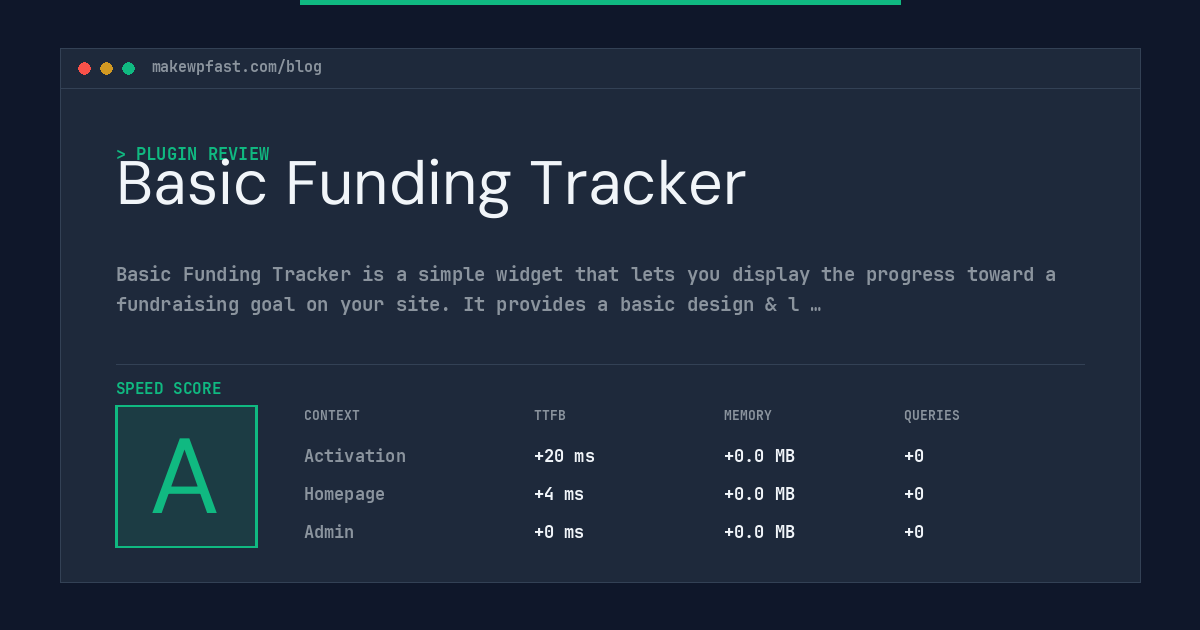 Basic Funding Tracker - MakeWPFast