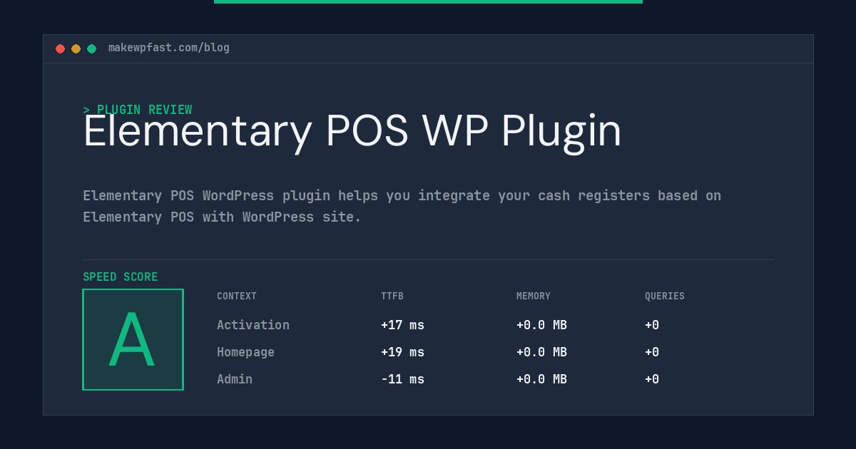 Elementary POS WP Plugin - MakeWPFast
