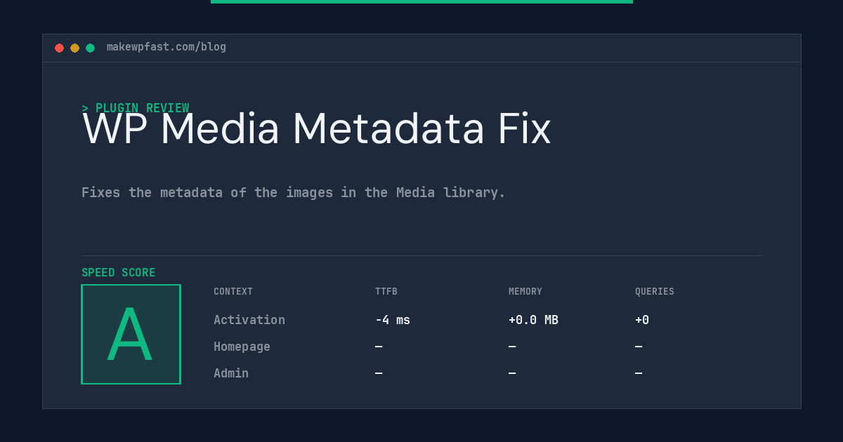 WP Media Metadata Fix - MakeWPFast
