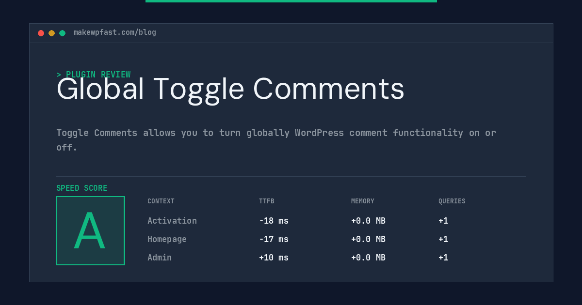 Global Toggle Comments - MakeWPFast