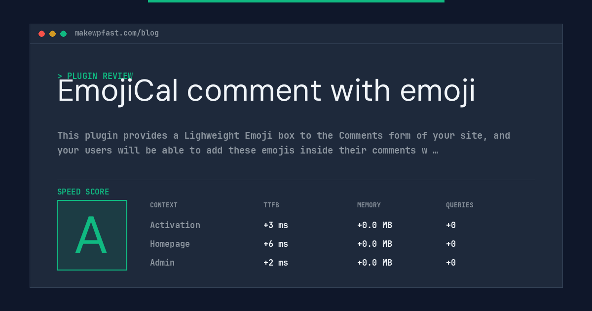EmojiCal comment with emoji - MakeWPFast