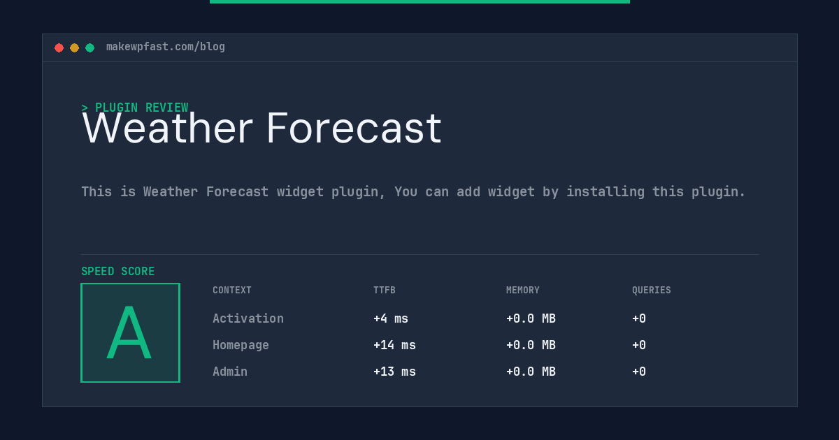 Weather Forecast - MakeWPFast