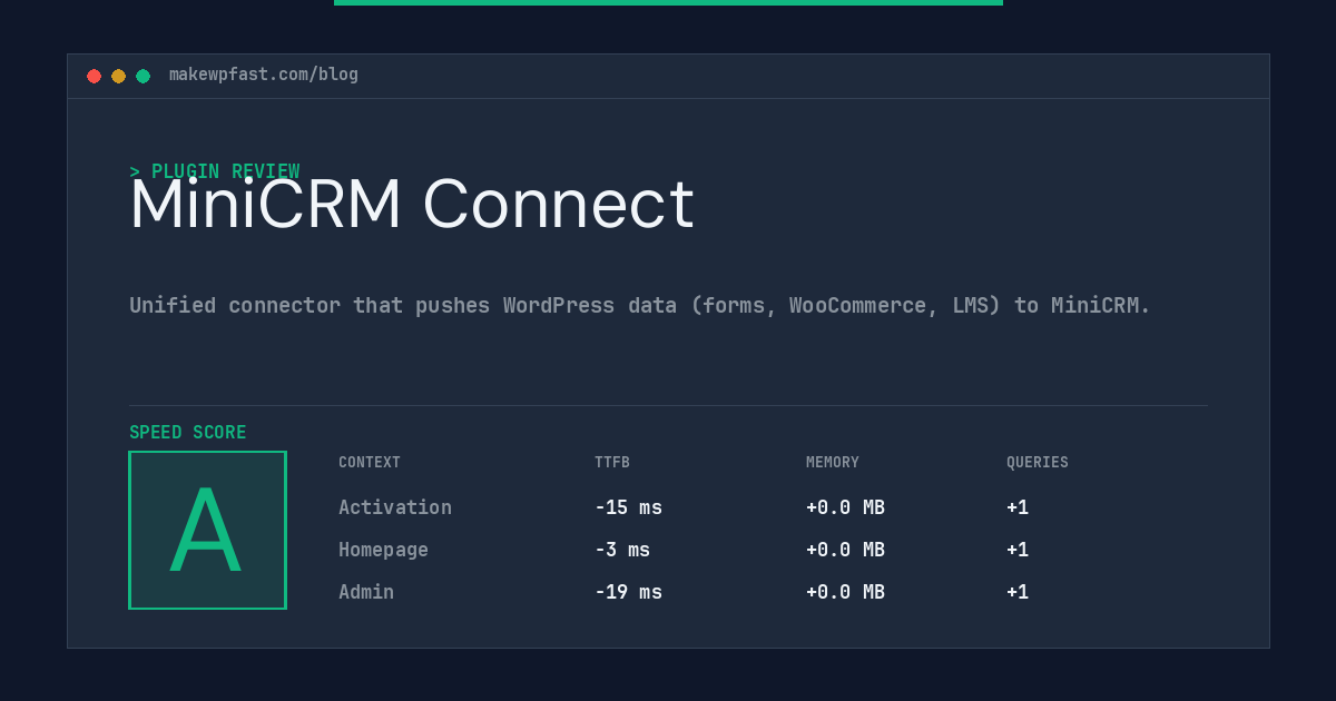 MiniCRM Connect - MakeWPFast