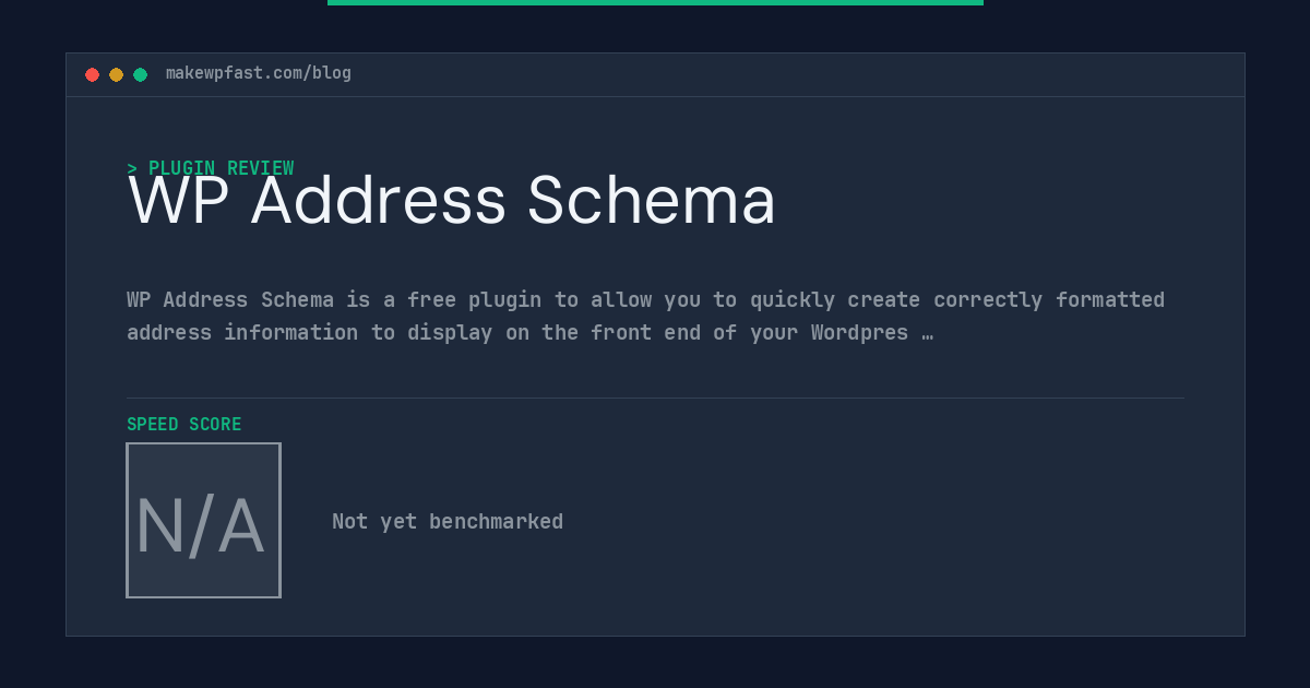 WP Address Schema - MakeWPFast