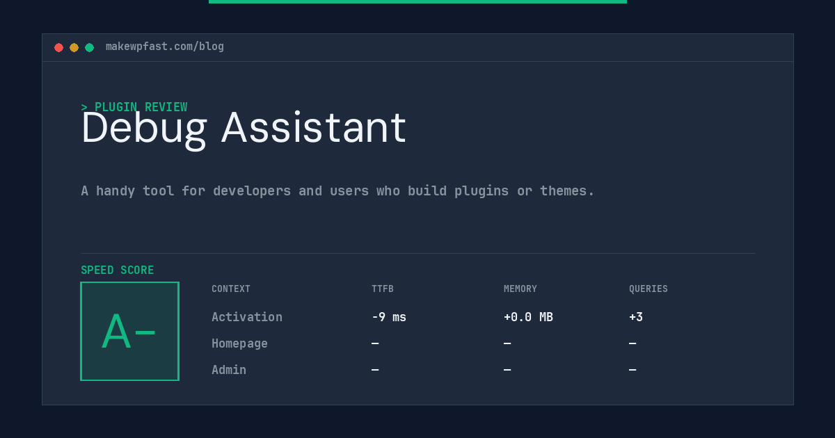 Debug Assistant - MakeWPFast