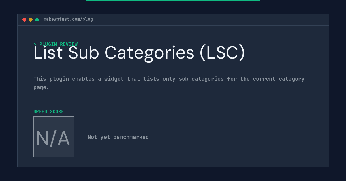 List Sub Categories (LSC) - MakeWPFast