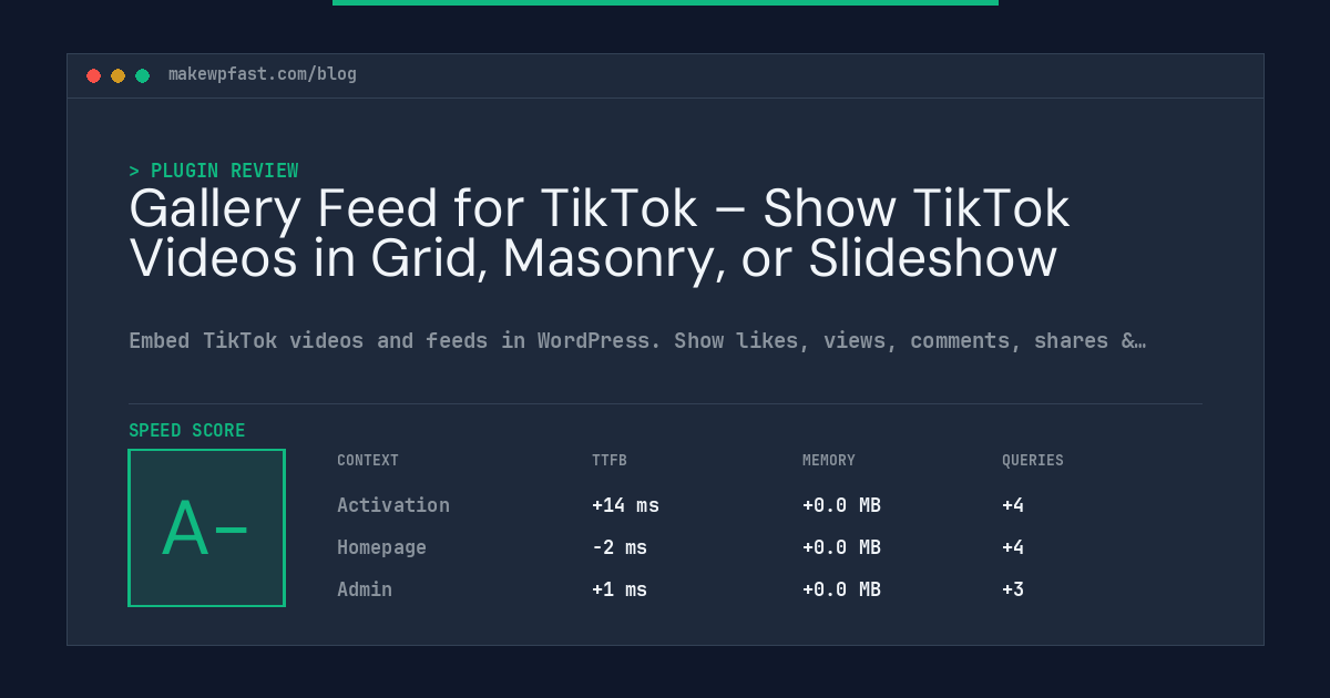 Gallery Feed for TikTok – Show TikTok Videos in Grid, Masonry, or Slideshow - MakeWPFast