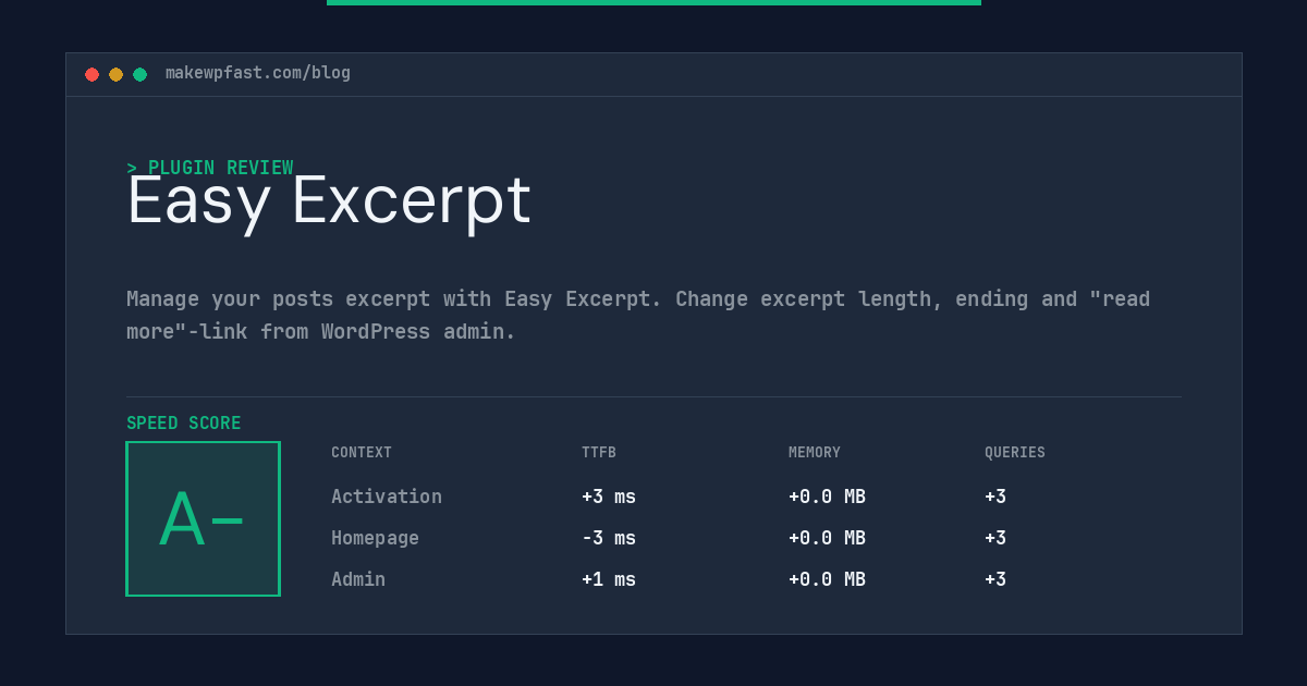 Easy Excerpt - MakeWPFast