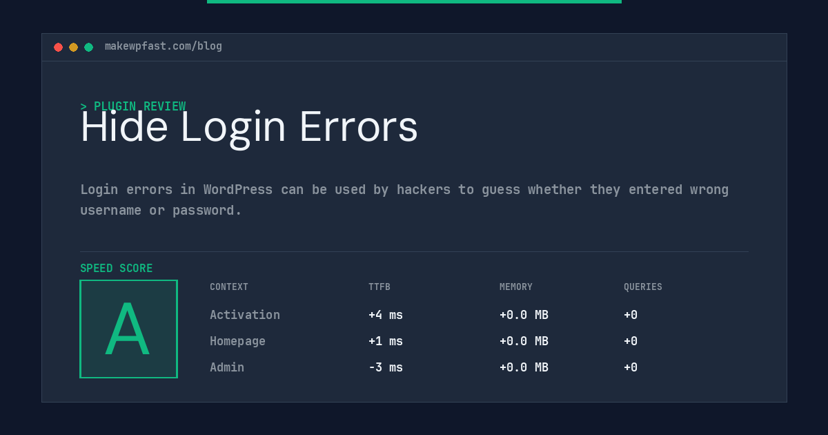 Hide Login Errors - MakeWPFast