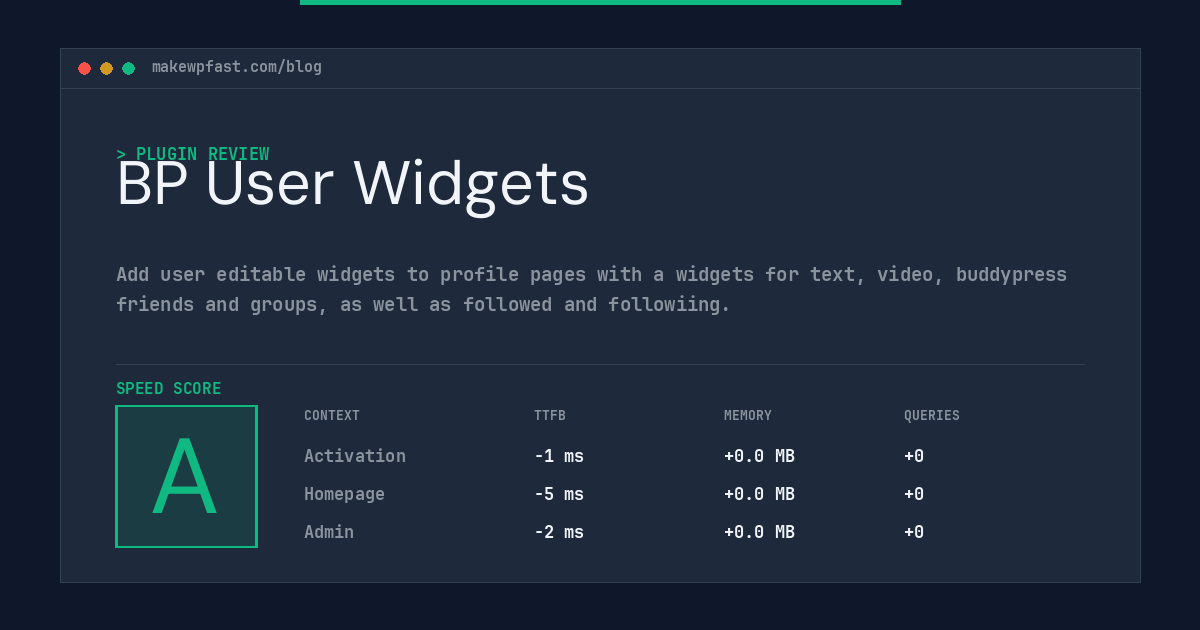 BP User Widgets - MakeWPFast