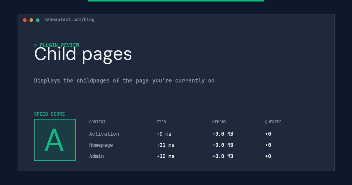 Child pages - MakeWPFast