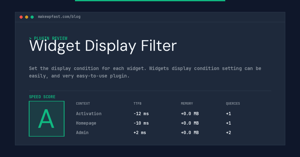 Widget Display Filter - MakeWPFast