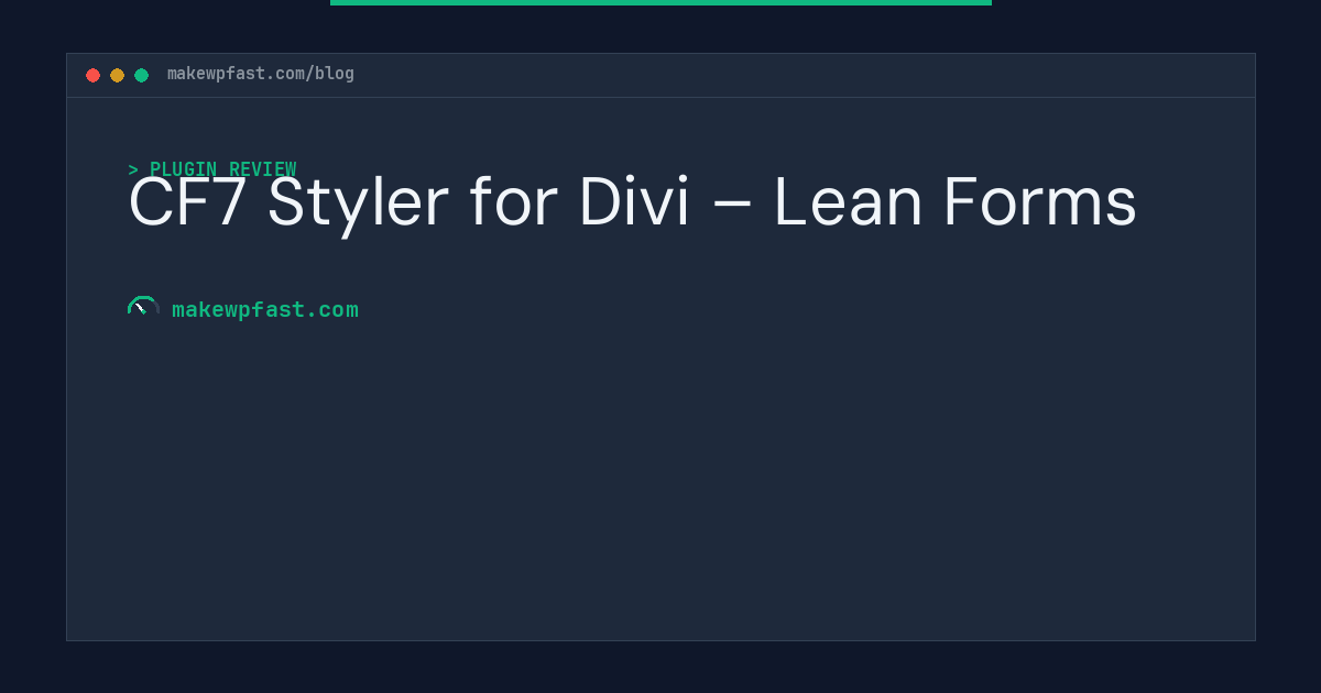 CF7 Styler for Divi – Lean Forms - MakeWPFast