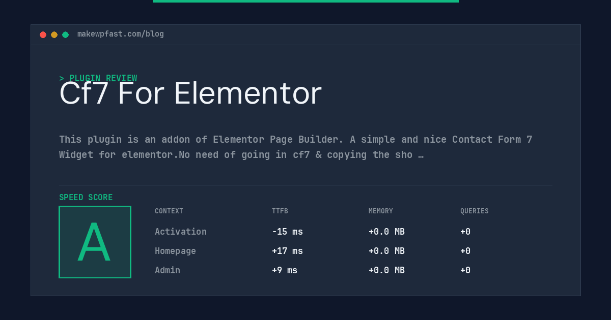 Cf7 For Elementor - MakeWPFast