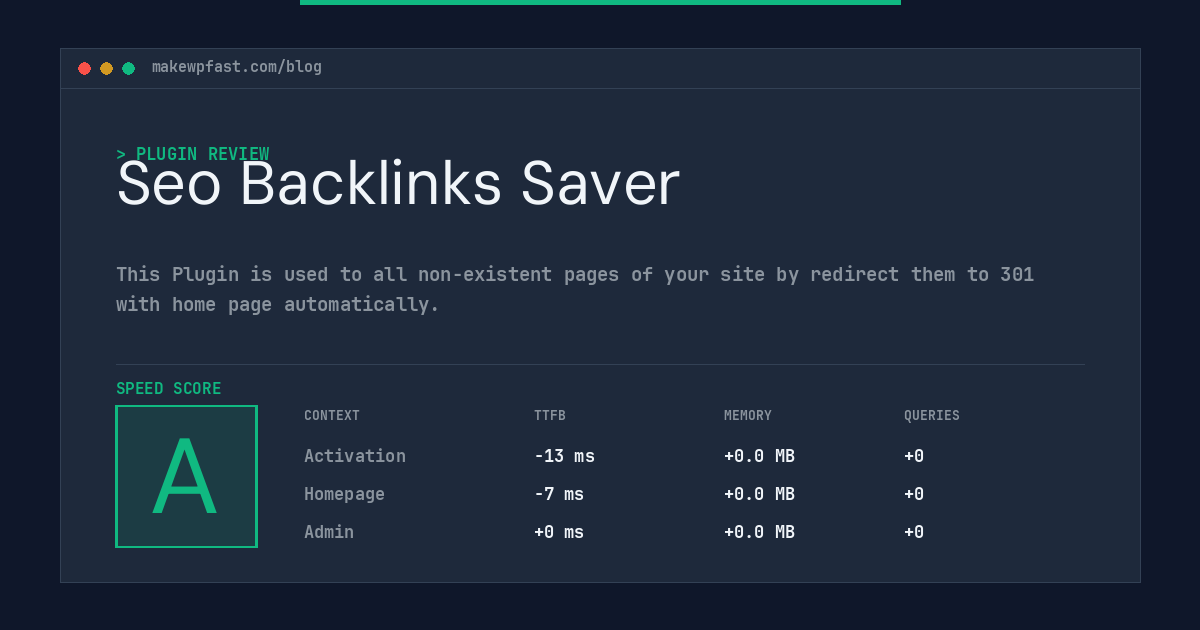 Seo Backlinks Saver - MakeWPFast