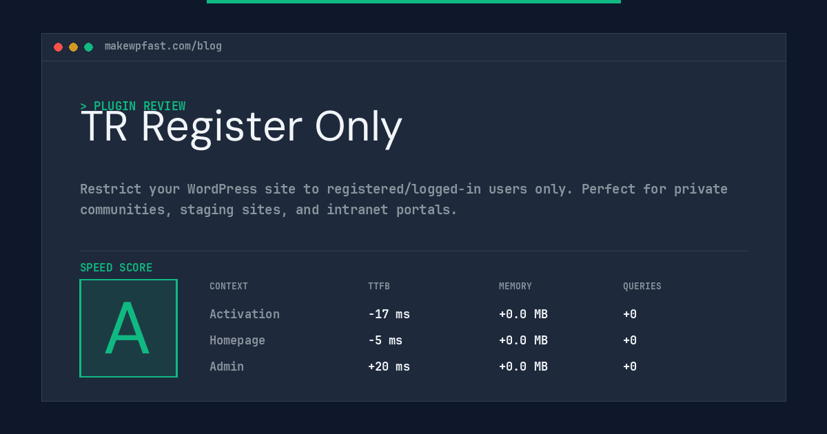 TR Register Only - MakeWPFast
