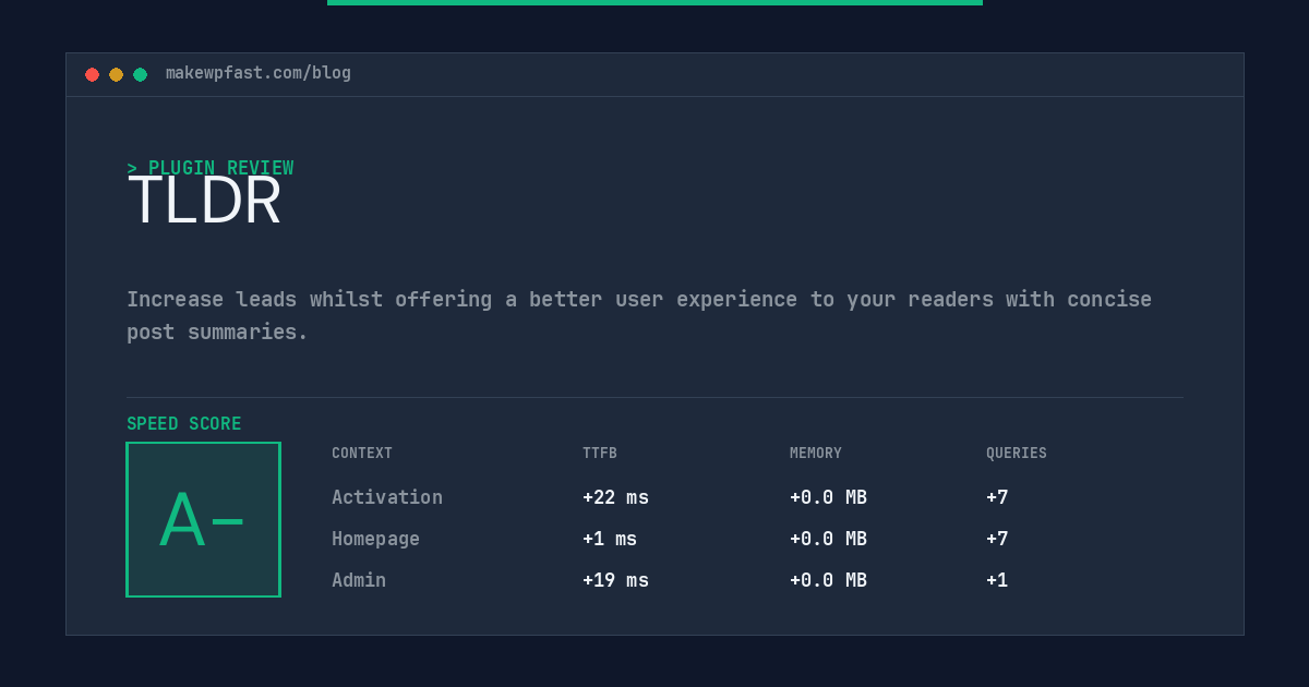 TLDR - MakeWPFast