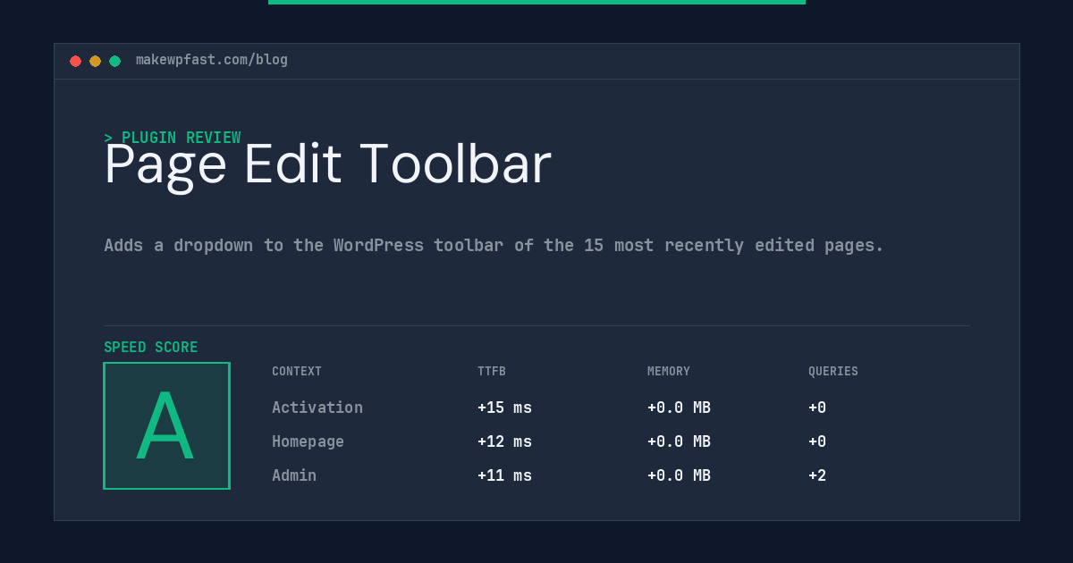 Page Edit Toolbar - MakeWPFast