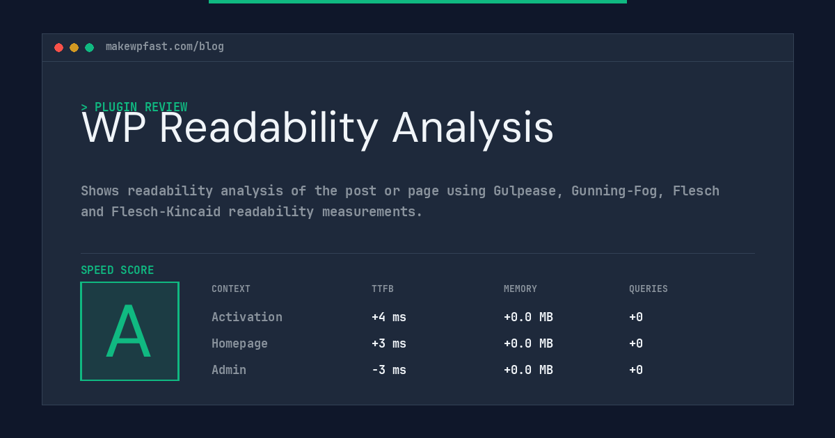 WP Readability Analysis - MakeWPFast