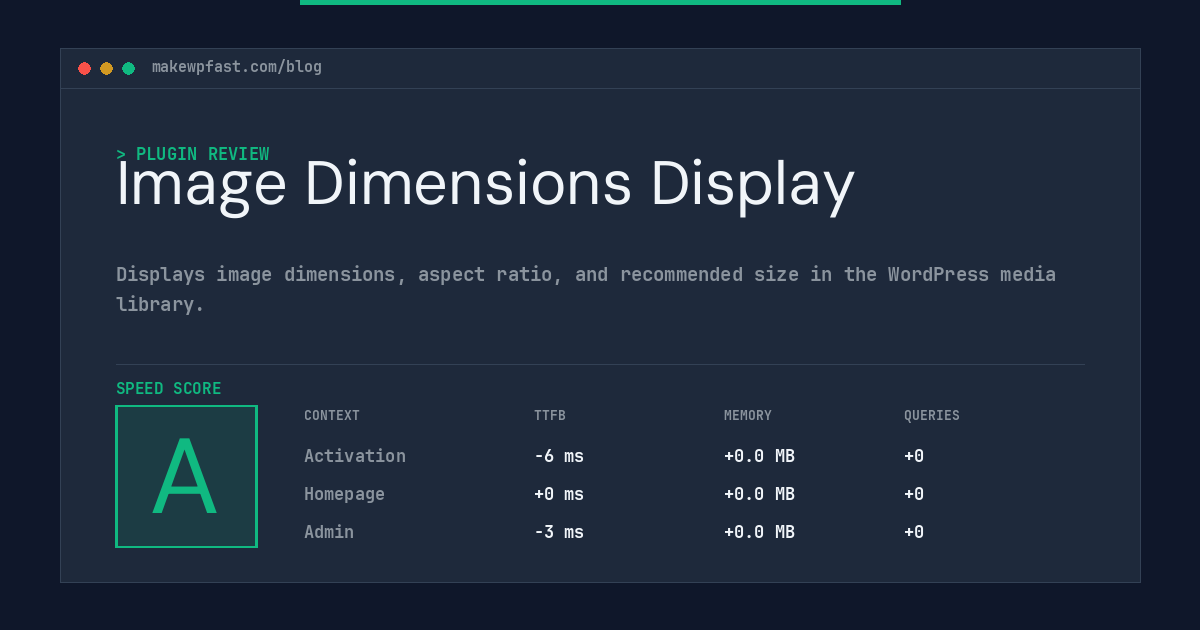 Image Dimensions Display - MakeWPFast