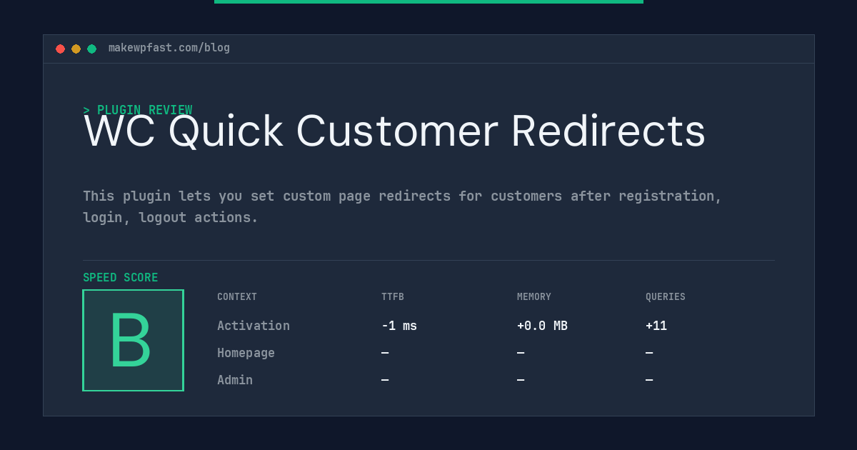 WC Quick Customer Redirects - MakeWPFast