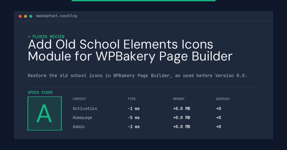 Add Old School Elements Icons Module for WPBakery Page Builder - MakeWPFast