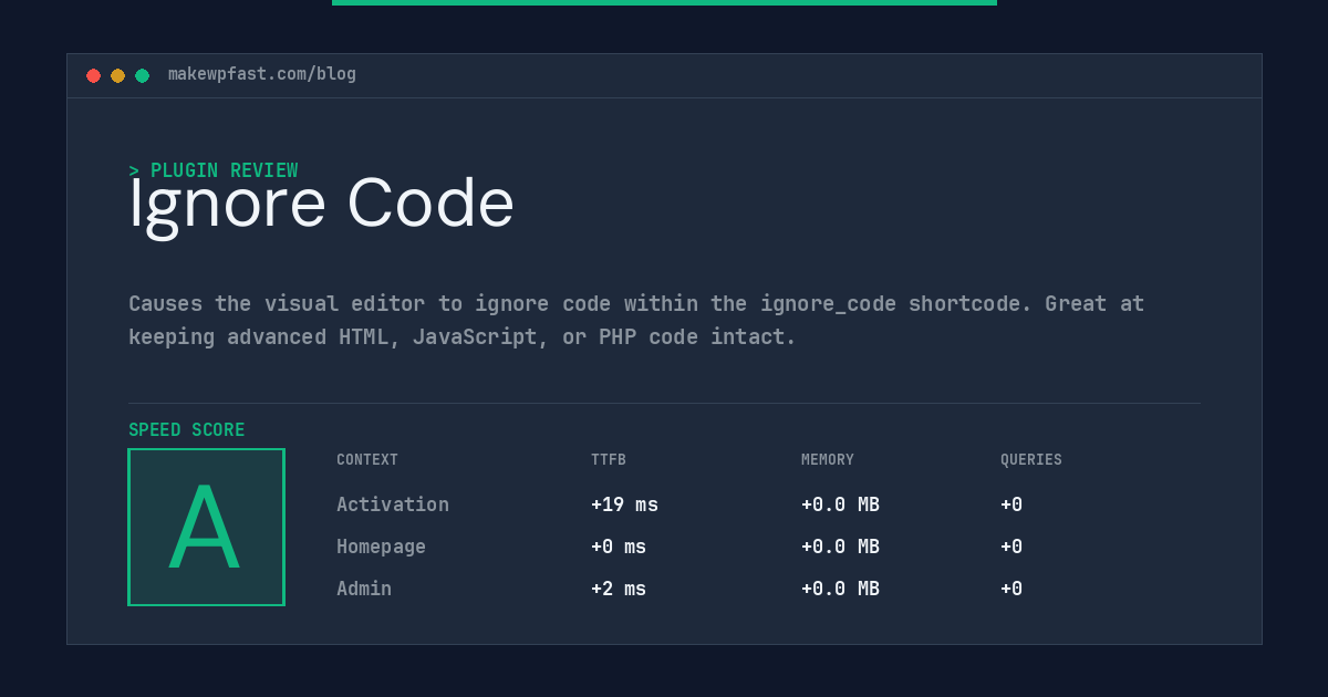 Ignore Code - MakeWPFast